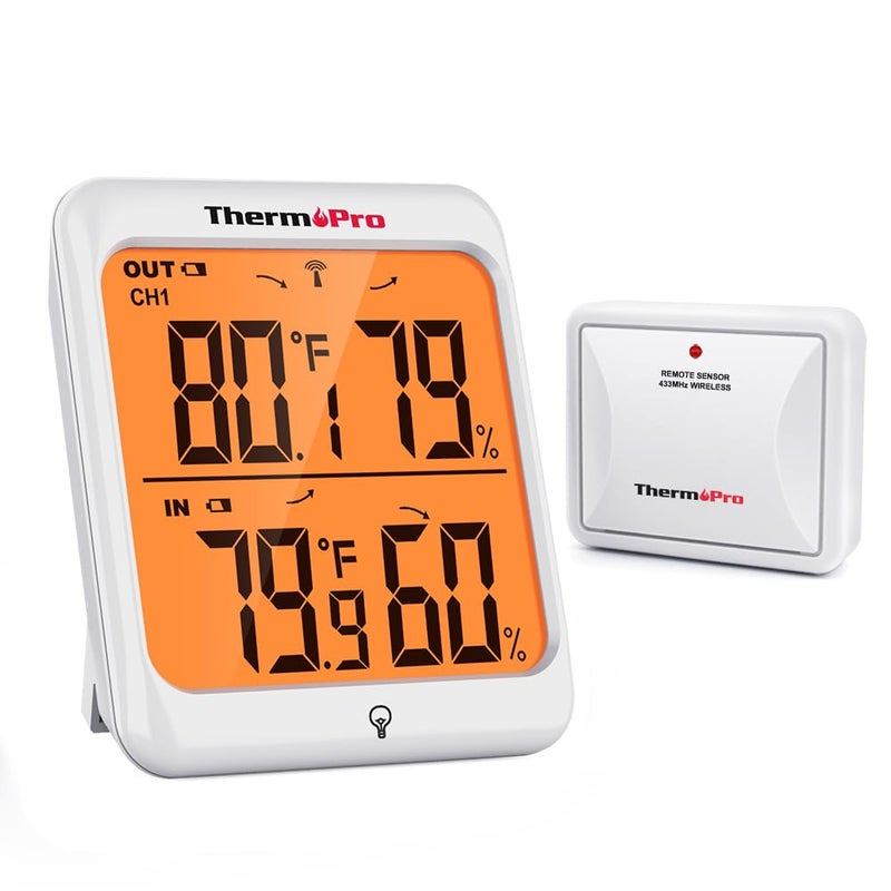 ThermoPro Indoor Outdoor Thermometer Wireless Hygrometer, 500FT Inside Outside Thermometer, Remote Temperature Monitor with Cold-Resistant Sensor, Outdoor Thermometers for Patio Home Greenhouse - Image 1